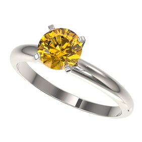 1.25 ctw Certified Intense Yellow Diamond Solitaire Ring 10k White Gold