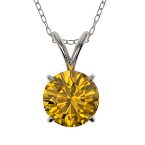 1.05 ctw Certified Intense Yellow Diamond Necklace 10k White Gold