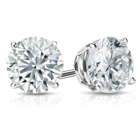 Natural 2.00 CTW Diamond Stud Earrings 18K White Gold
