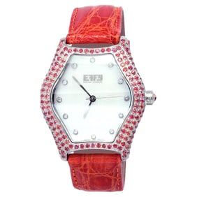 Orange Sapphire & Diamond Pave Dial
