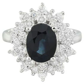 Exquisite Natural Sapphire Diamond Ring In
