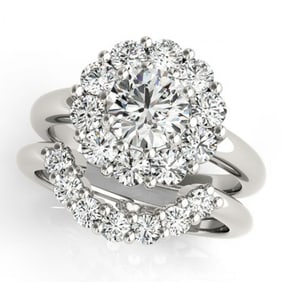3.35 ctw Certified VS/SI Diamond 2pc Wedding Set Halo 14k White Gold