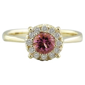 Tourmaline Diamond Ring 14K Yellow Gold