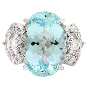 Aquamarine Diamond Ring 14K White Gold