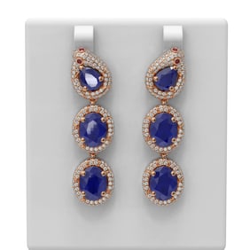 21.3 ctw Sapphire & Diamond Earrings 18K Rose Gold