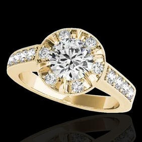 2 ctw Certified Diamond Solitaire Halo Ring 10k Yellow Gold