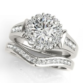 2.11 ctw Certified VS/SI Diamond 2pc Wedding Set Halo 14k White Gold