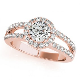 1.26 ctw Certified VS/SI Diamond Halo Ring 18k Rose Gold