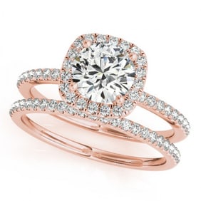 1.45 ctw Certified VS/SI Diamond 2pc Wedding Set Halo 14k Rose Gold
