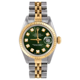 Rolex Ladies Two Tone Datejust Green
