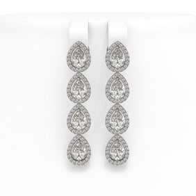 6.01 ctw Pear Cut Diamond Micro Pave Earrings 18K White Gold