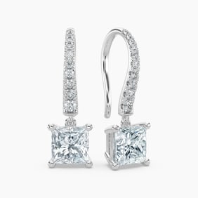 Natural 1.00 CTW Diamond Dangle Earrings 18K White Gold