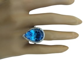 Topaz Diamond Ring 14K White Gold