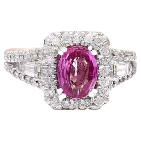 Natural Sapphire 14K Solid White Gold