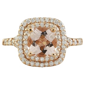 Morganite Diamond Ring 14K Rose Gold