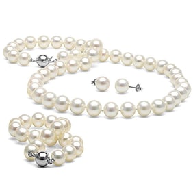 White 3-Piece Pearl Set, 8.5-9.0mm