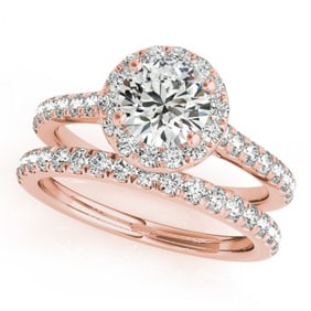 2.01 ctw Certified VS/SI Diamond 2pc Wedding Set Halo 14k Rose Gold