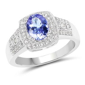 1.42 CT Genuine Tanzanite & White
