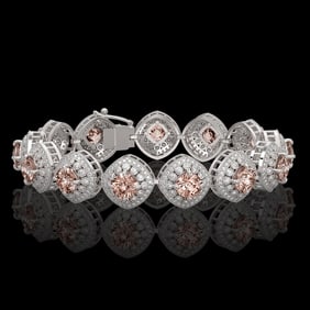31.35 ctw Morganite & Diamond Victorian Bracelet 14K White Gold