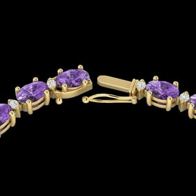 28 ctw Amethyst & VS/SI Diamond Certified Eternity Necklace 10k Yellow Gold