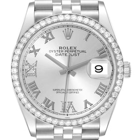 Rolex Datejust Silver Diamond Dial Steel