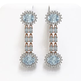 12.82 ctw Sky Topaz & Diamond Earrings 14K Rose Gold