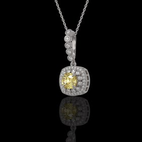 1.95 ctw Canary Citrine & Diamond Victorian Necklace 14K White Gold