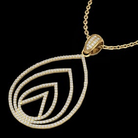 1.25 ctw Micro Pave VS/SI Diamond Designer Necklace 18k Yellow Gold