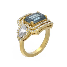 6.81 ctw Blue Topaz & Diamond Ring 18K Yellow Gold