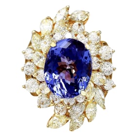 Natural Tanzanite Diamond Ring In 18K