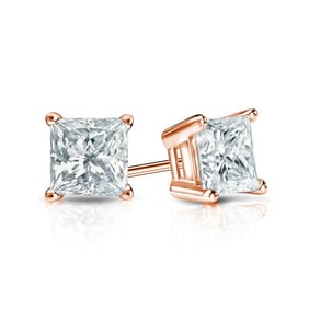 Natural 0.75 CTW Diamond Stud Earrings 18K Rose Gold