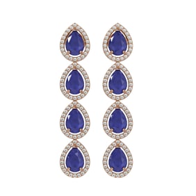 10.2 ctw Sapphire & Diamond Micro Pave Halo Earrings 10k Rose Gold