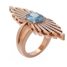 4.47 ctw Blue Topaz & Diamond Ring 18K Rose Gold