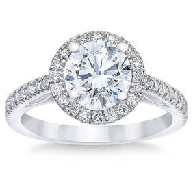 Natural 1.77 CT Diamond Bridal Ring 18K White Gold