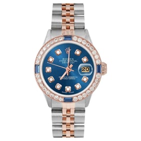 Rolex Ladies Rose Gold Datejust Blue