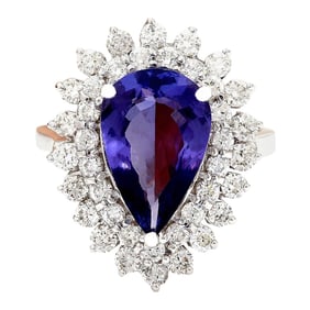 Tanzanite Diamond Ring 14K White Gold