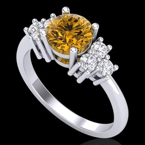 1.5 ctw Intense Fancy Yellow Diamond Ring 18k White Gold