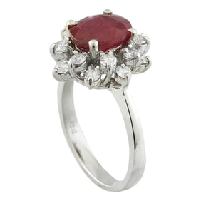 Ruby Diamond Ring 14K White Gold