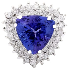 8.23 CTW Tanzanite 18K White Gold Diamond Ring