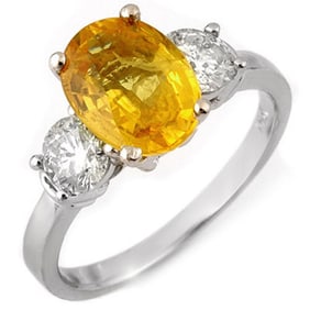 3.75 ctw Yellow Sapphire & Diamond Ring 18k White Gold