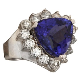 Natural Tanzanite Diamond Ring In 14K