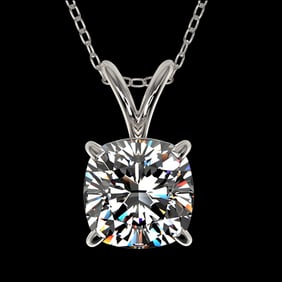1 ctw Certified VS/SI Quality Cushion Cut Diamond Necklace 10k White Gold