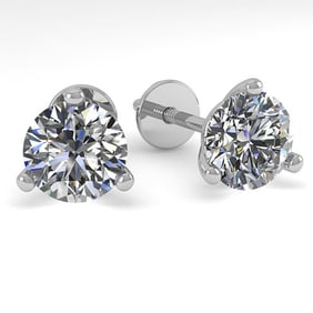 1.0 ctw Certified VS/SI Diamond Stud Earrings Martini 18k White Gold
