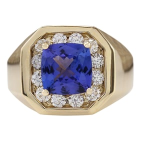 Tanzanite Diamond Ring 14K Yellow Gold
