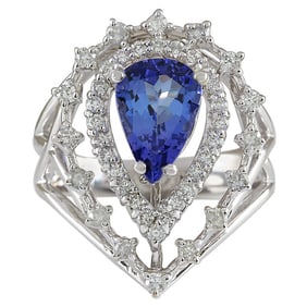 Tanzanite Diamond Ring 14K White Gold