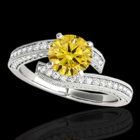 2 ctw SI/I Fancy Intense Yellow Diamond Bypass Ring 10k White Gold