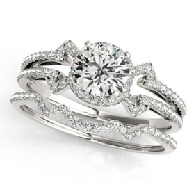 1.01 ctw Certified VS/SI Diamond 2pc Wedding Set 14k White Gold