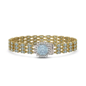 23.78 ctw Aquamarine & Diamond Bracelet 14K Yellow Gold