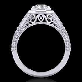 0.84 ctw VS/SI Diamond Solitaire Art Deco Ring 18k White Gold