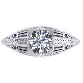 1 ctw Solitaire Certified VS/SI Diamond Ring Art Deco 14k White Gold
